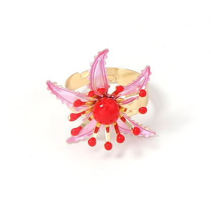 Bohemian-Inspired, Elegant and Bold Spray-Painted Floral Open Ring for Women – Perfect for Daily Commuting and Special Occasions
