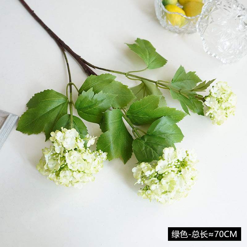 Three-Headed Small Hydrangea Faux Flowers - Lifelike Decorative Accents for Home and Weddings - Lucky Snowball Simulated Floral Arrangement