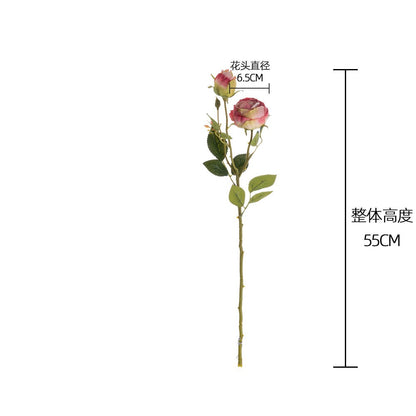 Stunning Double-Headed Focused Edge Rose Branch - Realistic Faux Flowers for Home Décor and Wedding Celebrations - Perfect for INS Trendy Aesthetic - MW52001