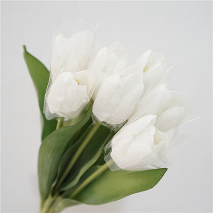 Luxury Realistic Touch Moisturizing Tulip Bouquet - Elegant Faux Flower Arrangement for Living Room and Dining Table Decor