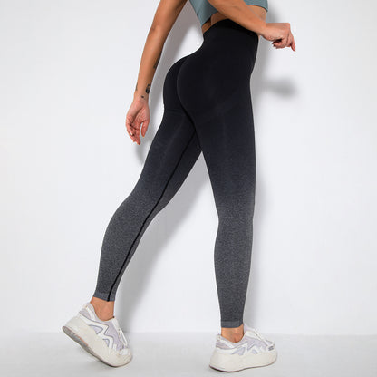 Seamless Gradient Smile Face Yoga Pants for Women High Waisted Butt Lifting Fitness Leggings for Running and Workout