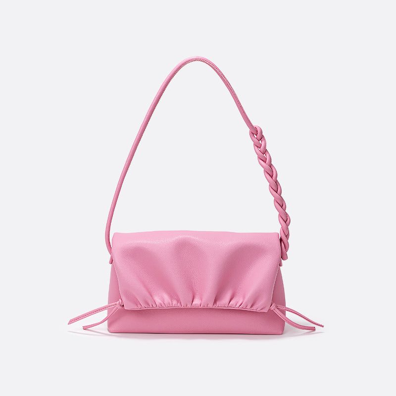 Chic Korean Ruffled Cloud Bag Versatile Drawstring Crossbody Bag in Unique Design Durable Genuine Leather Shoulder Bag for Women