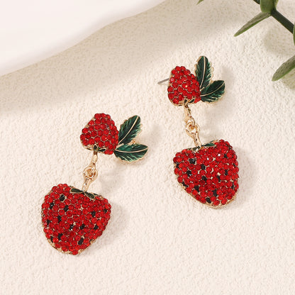 Chic Strawberry-Inspired Crystal-Studded Earrings for Women – Unique, Versatile Lightweight Luxury Fashion Accessories