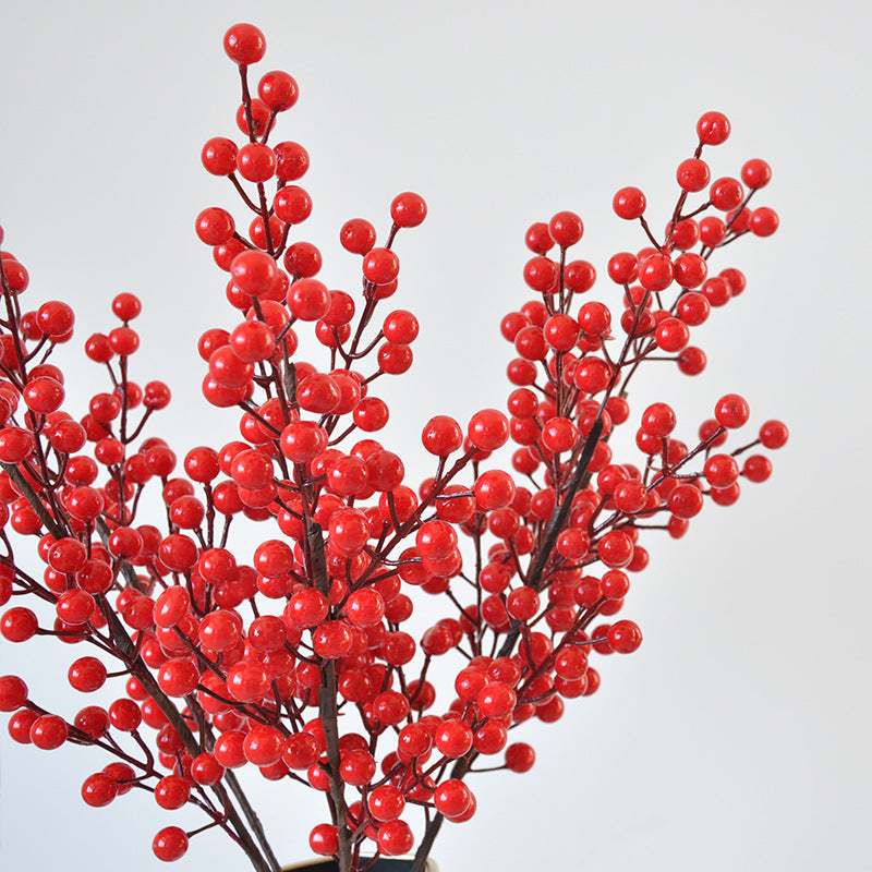 Realistic Winterberry Red Fruit Arrangement - Perfect for New Year’s, Christmas Decorations, Floral Displays, and Celebrations