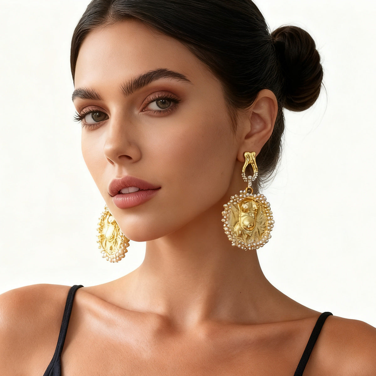 Exaggerated Vintage-Inspired Unique Artistic Exquisite Heavy-Duty Alloy Sculptural 3D Human Figure Earrings for Distinctive Fashion Statements