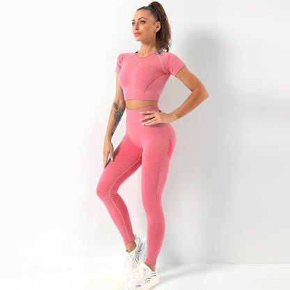 Women s Quick Dry Fitted Yoga Set Short Sleeve Top Ultra High Waisted Leggings for Comfort and Performance