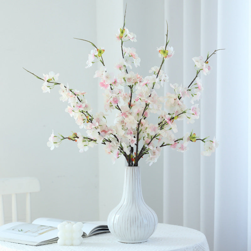 Realistic Double Branch Cherry Blossom Stems - Long Faux Silk Flowers for Wedding Decor, Aisle Arches, and Event Enhancements