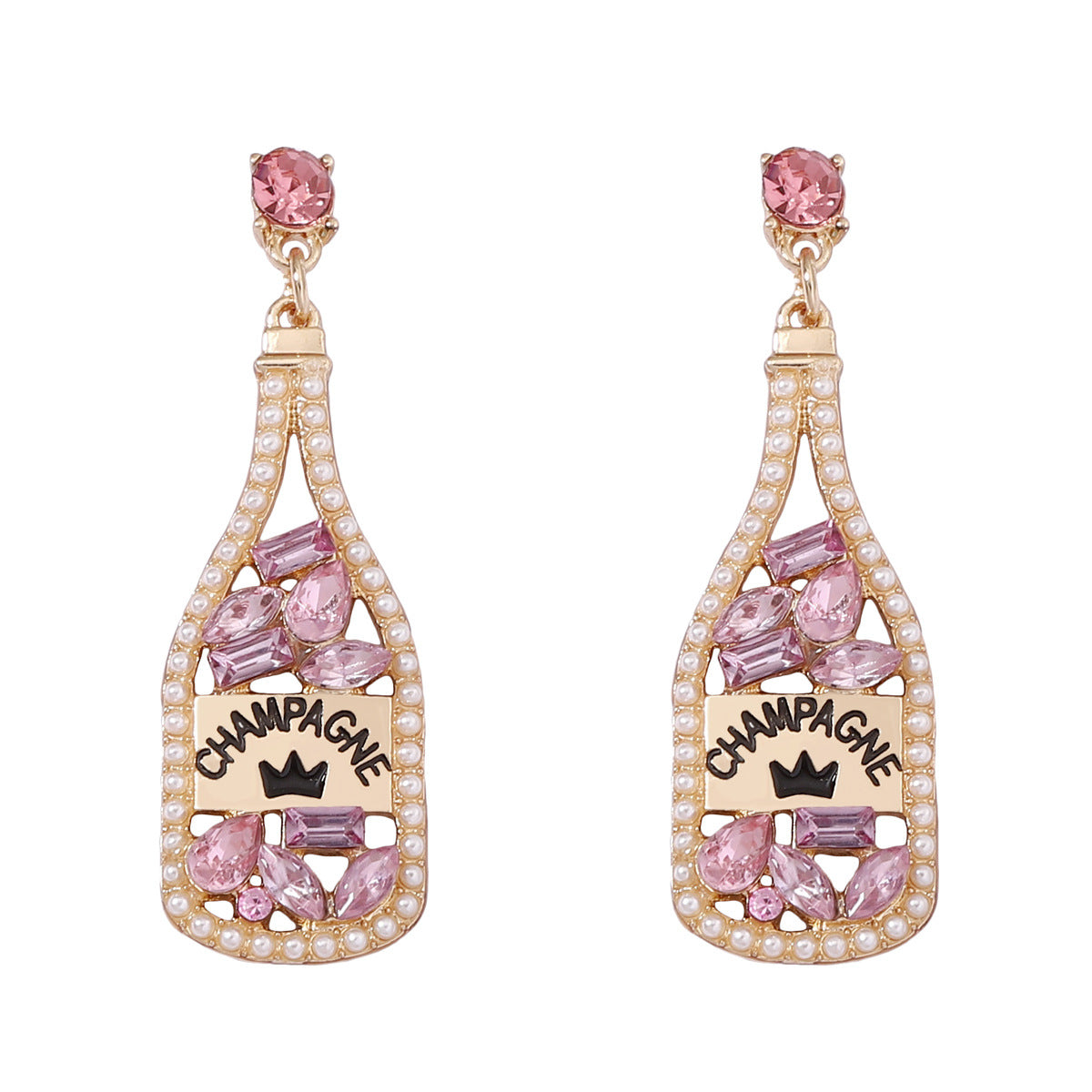 Personalized Element-Inspired Rhinestone Letter Bottle Charm Earrings for Women – Trendy and Unique Fashion Statement