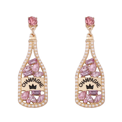 Personalized Element-Inspired Rhinestone Letter Bottle Charm Earrings for Women – Trendy and Unique Fashion Statement