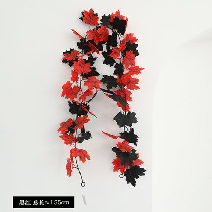 1.8m Maple Leaf Vine for Halloween Home Decoration – Lifelike Faux Floral Wall Hanging with Realistic Autumn Leaves