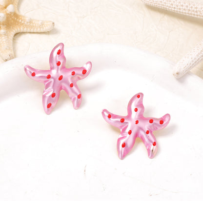 Stylish Ocean-Inspired Metal Geometric Starfish and Pentacle Earrings - Versatile Minimalist Accessories for Every Woman