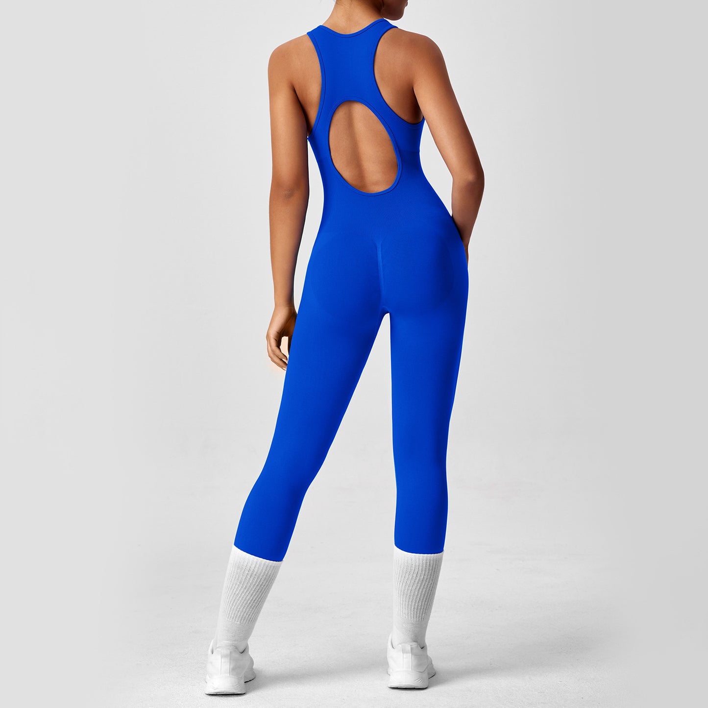 Long Style Women's Yoga Jumpsuit High Elasticity Bodycon Sportswear with Cutout Back for and Flexibility