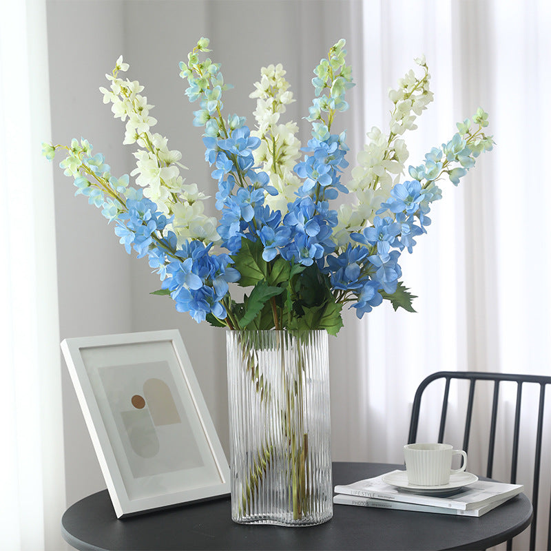 Stunning Nordic-Inspired Home Décor Wedding Photography Props: Realistic Faux Flowers Including Delicate Delphinium, Charming Violet, and Elegant Hyacinth