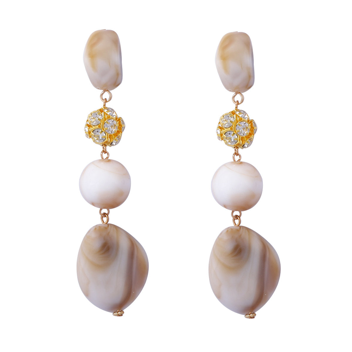 Chic Minimalist Vintage Geometric Resin Beaded Earrings with Delicate Rhinestone Accents and Flattering Long Tassels