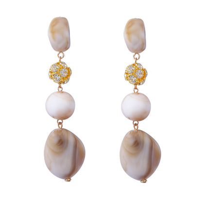 Chic Minimalist Vintage Geometric Resin Beaded Earrings with Delicate Rhinestone Accents and Flattering Long Tassels