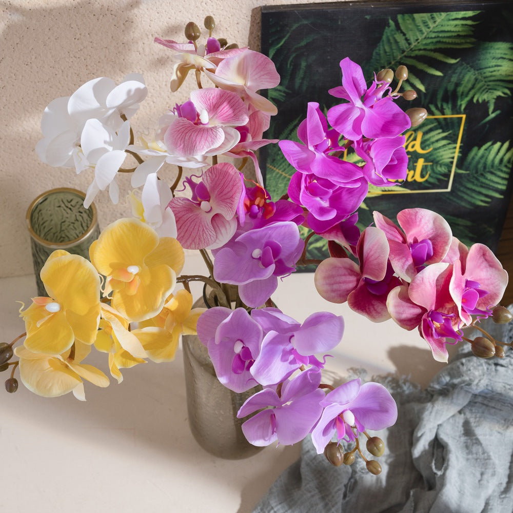 Realistic Artificial Phalaenopsis Orchid Arrangement - Stunning Decorative Wedding Flower with Rose Accents - Perfect for Home Decor and Event Styling - INS Inspired Design (MW18905)