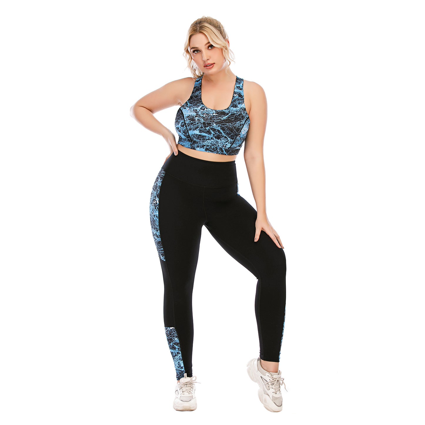 Plus Size Women's Fitness Outfit Set Yoga Suit with High Performance Leggings and Sports Bra for All Shapes and Sizes Model AU12061 AU12062