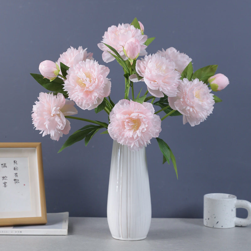 High-Quality Realistic Triple-Headed Peony Silk Flower Arrangement - Perfect for Home Décor, Weddings, and Special Events