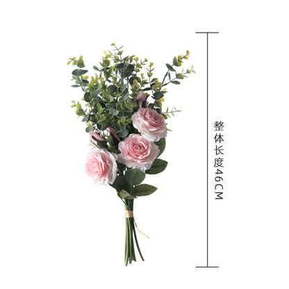 Elegant Handheld Floral Wall Decor with Artificial Roses and Eucalyptus – Perfect for Home Decor and Weddings (Model DY1-2300Y)