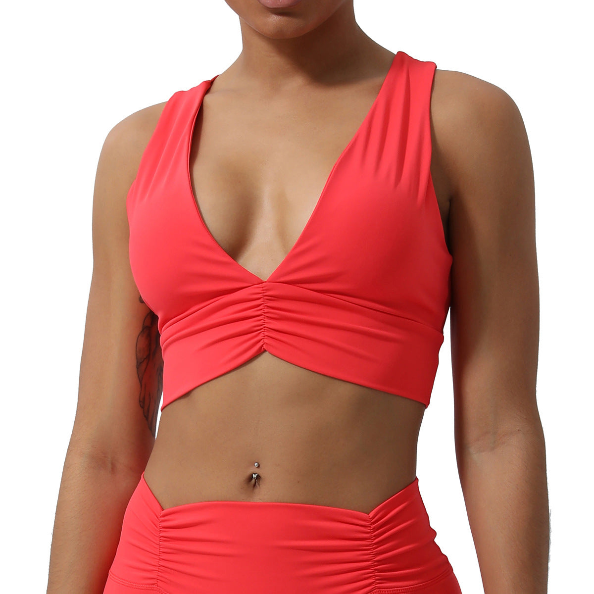 V Neck Padded Yoga Sports Bra with Cross Back Design for Supportive Workout Apparel Stun in Comfort and Style