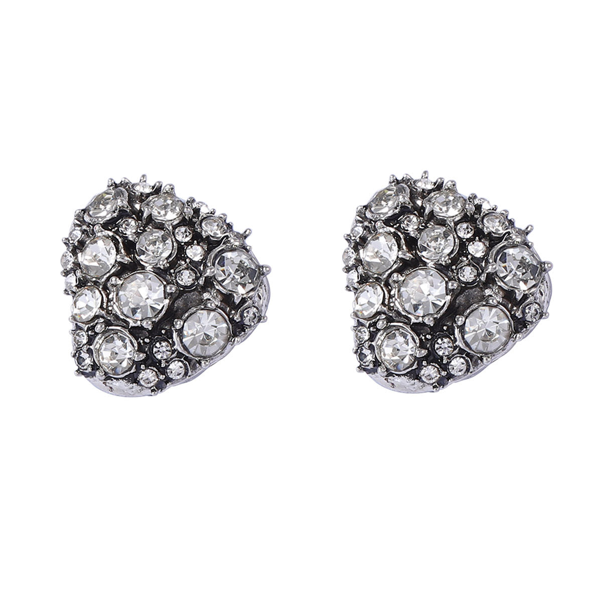 Stylish Geometric Color-Block Full Rhinestone Button Earrings - Elegant Lightweight Luxurious Statement Studs for Every Occasion