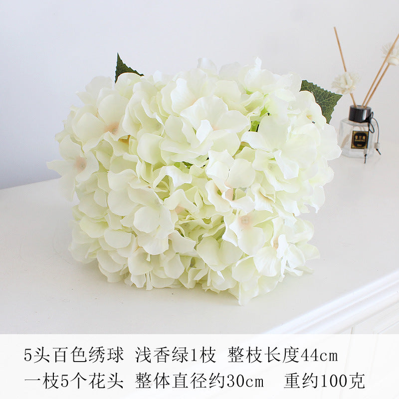 Elegant 5-Head Hydrangea Artificial Flowers - Realistic Silk Floral Arrangements for Weddings, Events, Hotels, and Home Decor