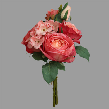 Stunning Artificial Silk Floral Arrangement: European-Style Fake Rose and Hydrangea Bouquet for Elegant Wedding Decor and Home Interiors - Perfect for Living Room Display