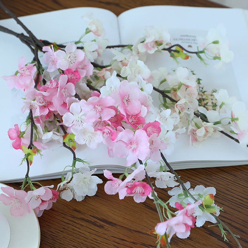 2-Pronged Peach Blossom Artificial Flowers - Stunning Photo Prop for Outdoor Decoration, Perfect for Ceiling Decor and Scenic Backdrops