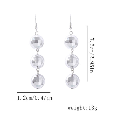 Trendy Geometric Disco Ball Beaded Dangle Earrings for Women - Hip Hop Sweet and Cool Tassel Design, Perfect for Any Occasion