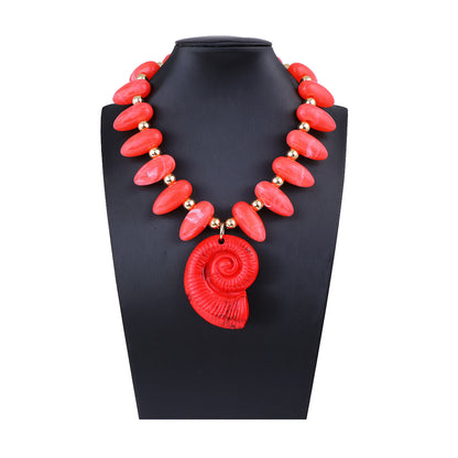 Exaggerated Ocean-Inspired Vacation Pendant Necklace with Colorful Beads and Shell Charm - Versatile, Luxurious, and Perfect for Every Occasion