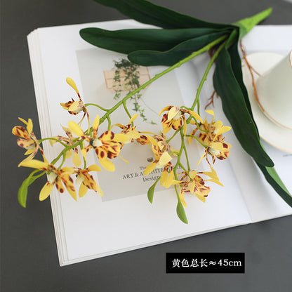 Single Stem Faux Orchid Plant in Milan-Style Pot - Elegant Home Décor for Table Centerpiece and Minimalist Interior Design Enhancement