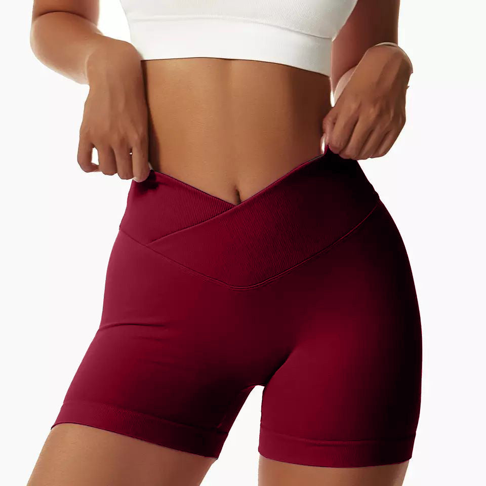 High Waisted Cross Back Yoga Shorts for Outdoor Activities Quick Dry Supportive and for Running Workouts and Fitness Enthusiasts