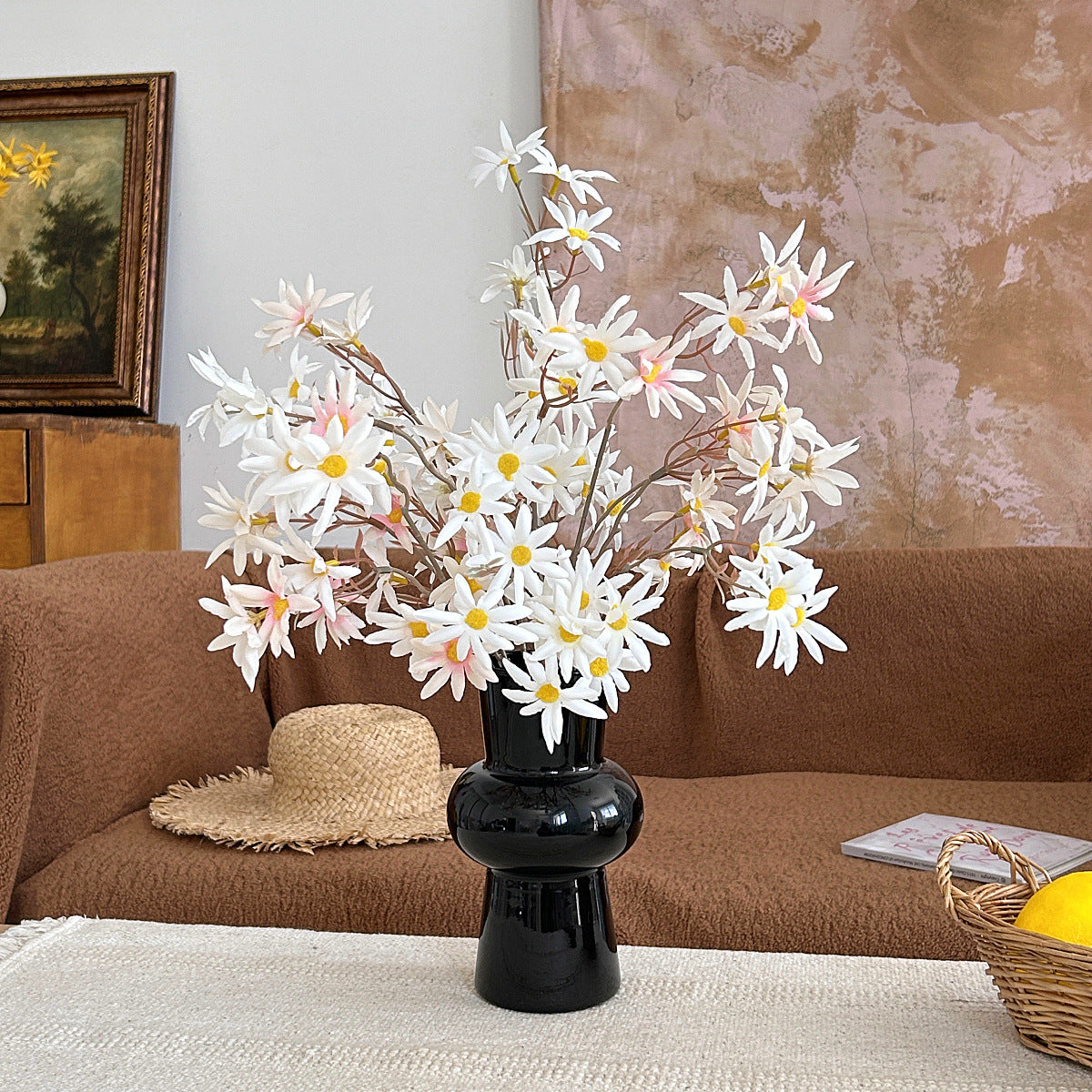 Lifelike Purple Wind Orchid & Daisy Artificial Flowers - Stunning Home Decor for Living Room, Dining Table, and Photography Props