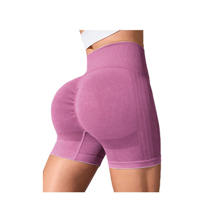 Seamless High Waisted Yoga Shorts Ribbed Peach Butt Enhancing 3 Inch Workout Pants for Compression and Quick Dry Fitness