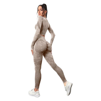 7 Color Washable Casual Yoga Set for Women Long Sleeve Peach Butt High Waisted Leggings and Activewear for Fitness Enthusiasts