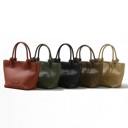 Genuine Leather Market Tote with Chic Knotted Design Versatile Handbag and Crossbody Bag for Everyday Elegance