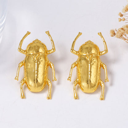 Chic Vintage-Inspired Statement Alloy Beetle Insect Earrings for Women - Unique, Trendy, and Perfect for Casual Outfits
