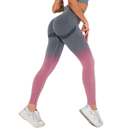 Seamless Gradient Smile Face Yoga Pants for Women High Waist Butt Lifting and Comfortable Workout Leggings for Gym Running and Yoga