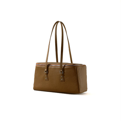 Genuine Leather Women's Handbag Spacious Cowhide Tote with Simple Design Versatile Shoulder Bag for Everyday Use