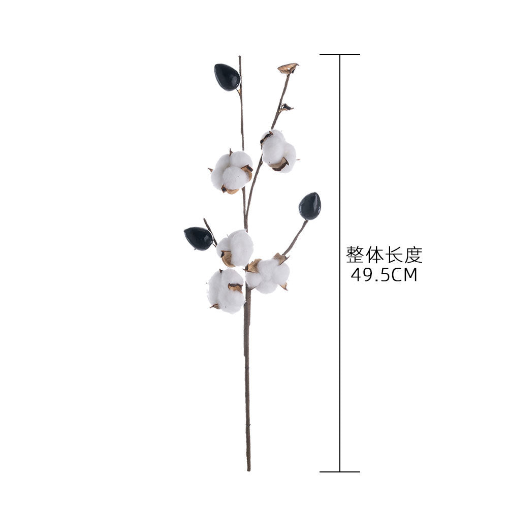 Stunning INS-Style Artificial Cotton Branch 5-Head Floral Arrangement for Home Decor & Weddings - Perfect Faux Flower Display (Model MW61182)