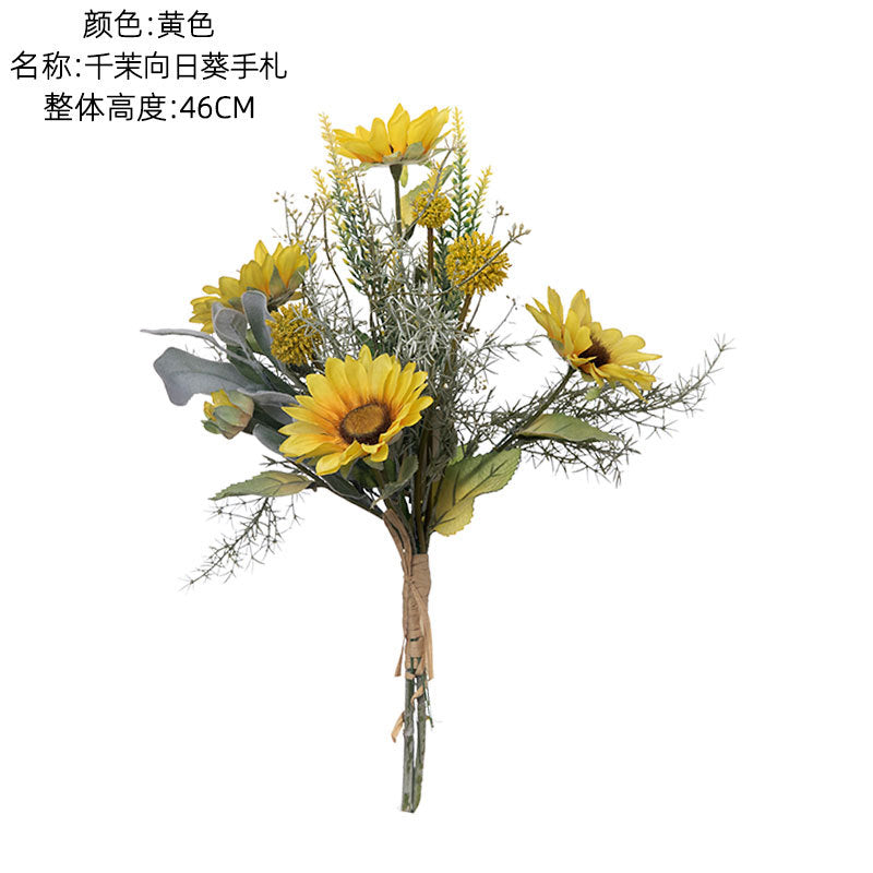 Elegant Artificial Sunflower Bouquet by Qian Mo - Perfect Faux Flower Decor for Weddings, Home and Event Decoration, Versatile Floral Wall Art CF01123