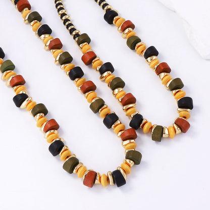Stylish and Creative Layered CCB Fashionable Wooden Bracelet Set for Women – Versatile, Chic, and Perfect for Any Occasion