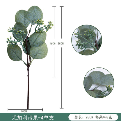 Realistic Faux Eucalyptus Fruit Stem - Short Money Leaf Branch, Perfect for DIY Home Decor and Artificial Plant Arrangements