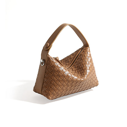 Genuine Leather Women s Bag Minimalist Commute Ready Shoulder and Crossbody Dumpling Bag with Large Capacity Woven Design