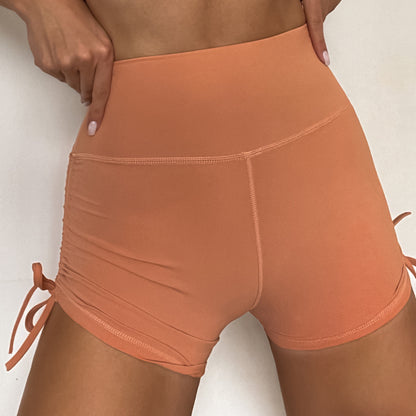 Women's Summer Peach Butt Dance Workout High Waist Stretchy Shorts with Drawstring for Yoga and Fitness