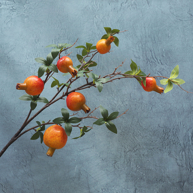 Realistic Pomegranate Fake Flowers with Berries - Perfect Home and Hotel Soft Decoration for New Year Celebrations