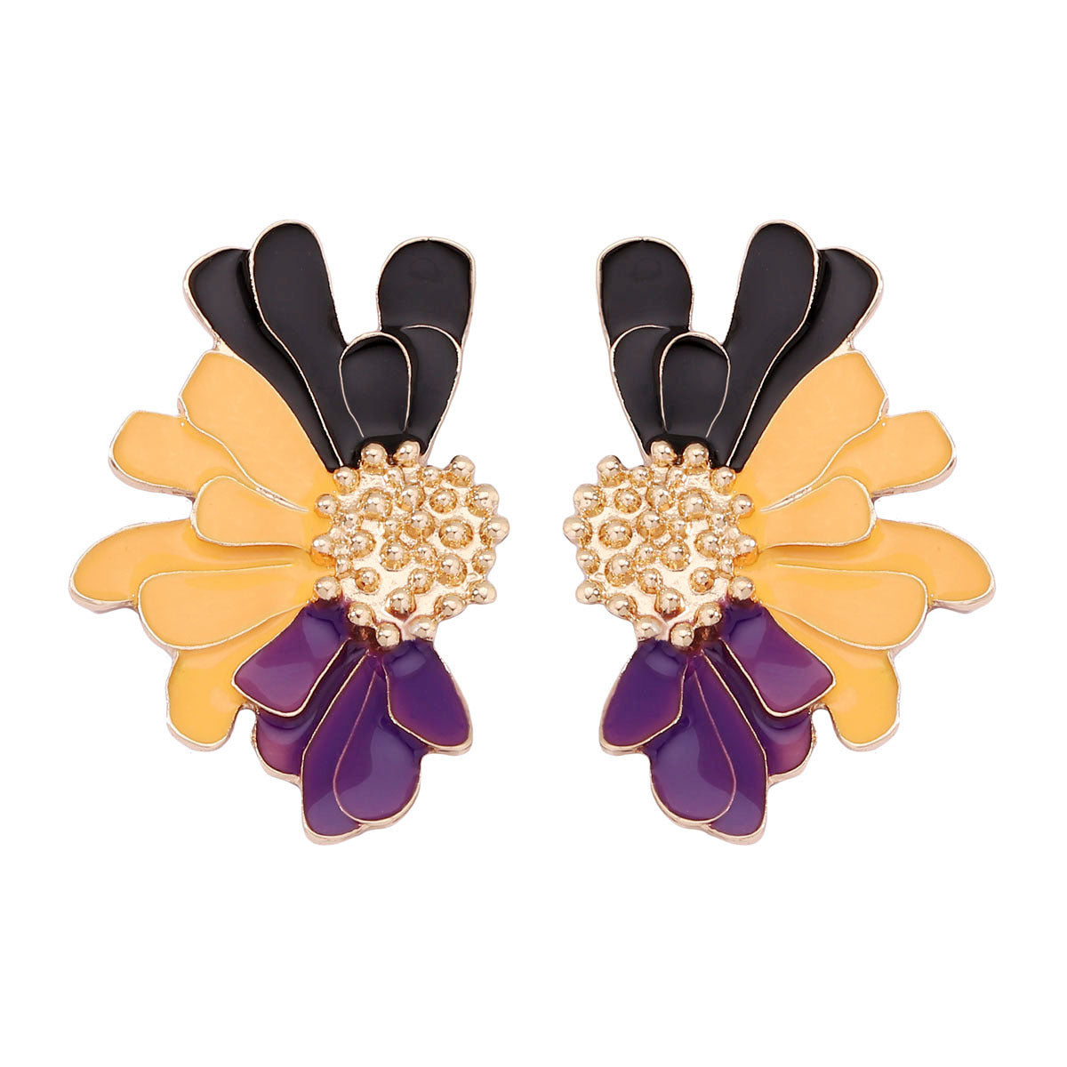 Alloy Enamel Floral Earrings - Stylish and Simple Flower Studs for a Fresh Accessory Look