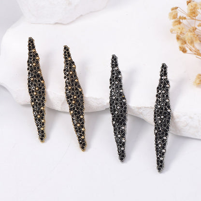 Stylish & Elegant Geometric Long Bar Earrings for Women -  Alloy with Sparkling Rhinestones - Unique Design for Eye-Catching Accessorizing
