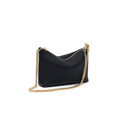 Minimalist Genuine Leather Small Square Handbag Soft Leather Chain Shoulder Crossbody Bag in Korean Fashion