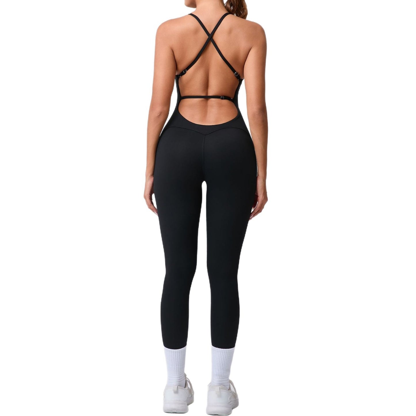 Adjustable Straps Peach Butt Lifting Sports Jumpsuit Body Shaping Workout and Yoga Outfit for Comfort and Support